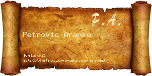 Petrovic Aranka névjegykártya